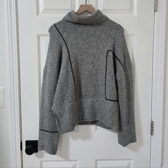 Zara Gray Turtleneck Oversized Sweater Size S - Picture 2 of 6